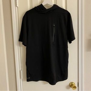 Unique Hooded Workout Shirt with Pocket and Zipper